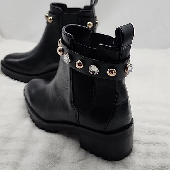 KARL LAGERFELD PORSHAY PARIS BLACK LEATHER CHUNKY LUG SOLE CHELSEA BOOTS 6.5 - Picture 9 of 16